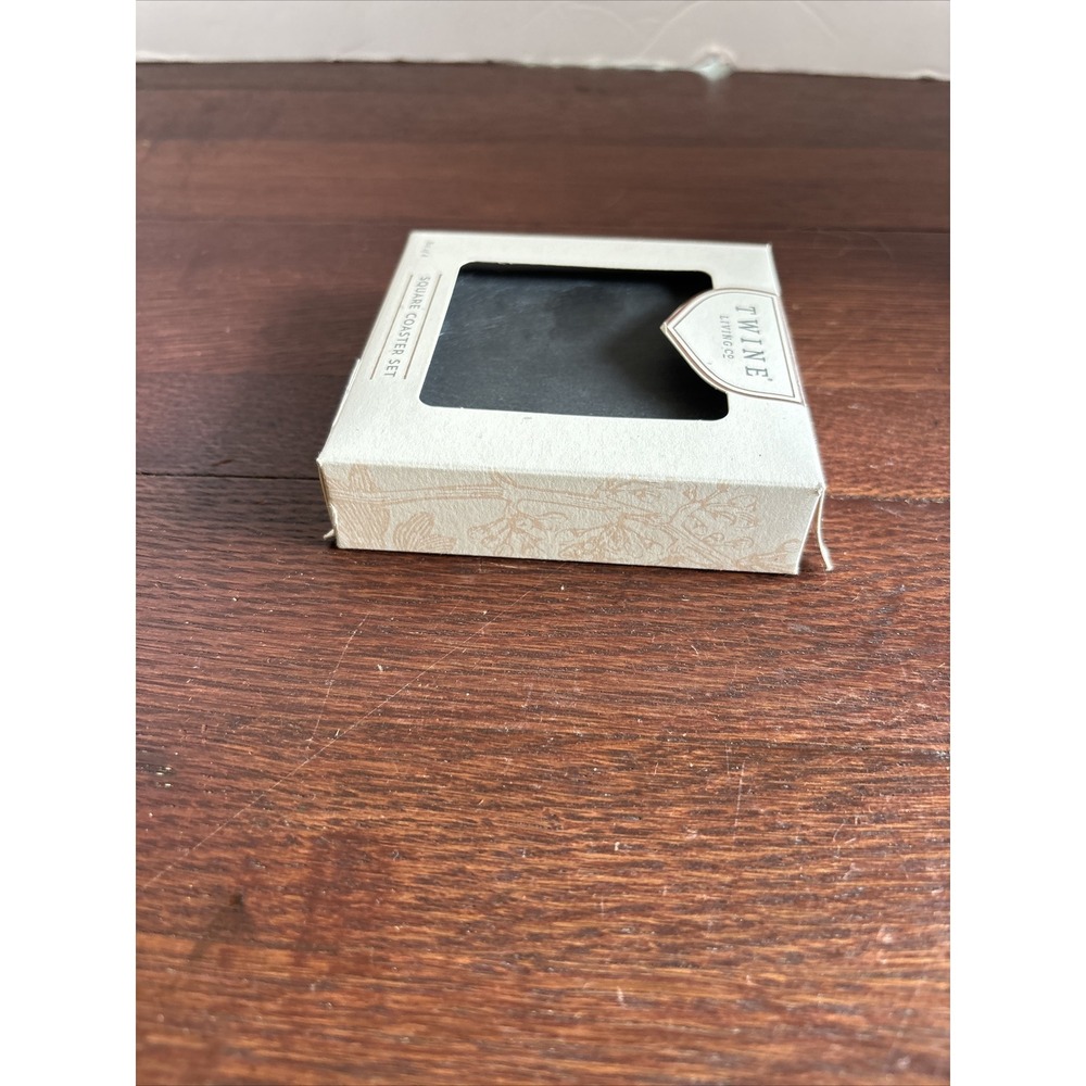 Twine Living - Natural Slate Square Coasters, Set of 4, 4 Inch Square - NEW - Picture 5 of 8